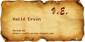 Valló Ervin névjegykártya